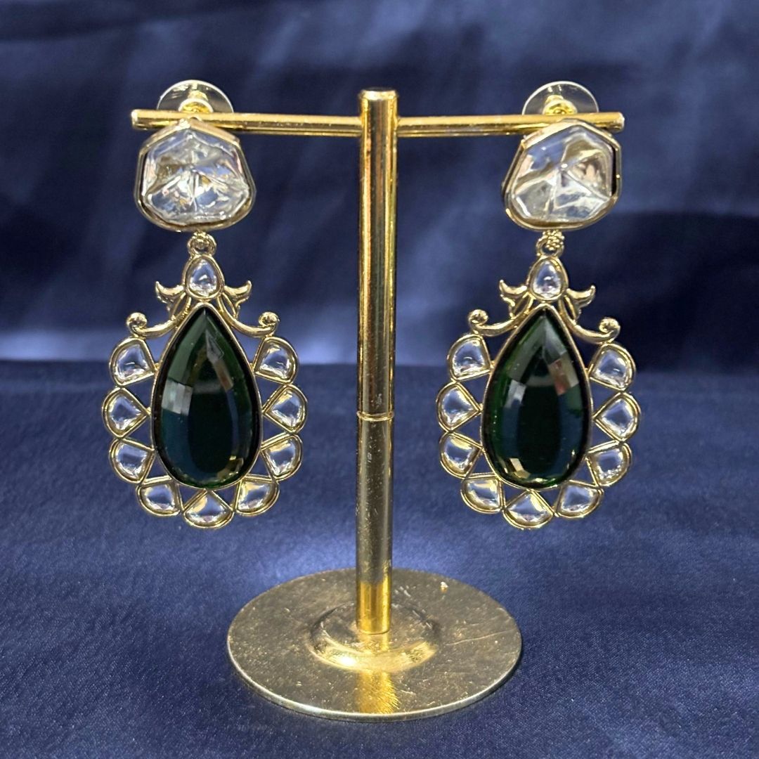 Gold Plated Green Topaz Earrings