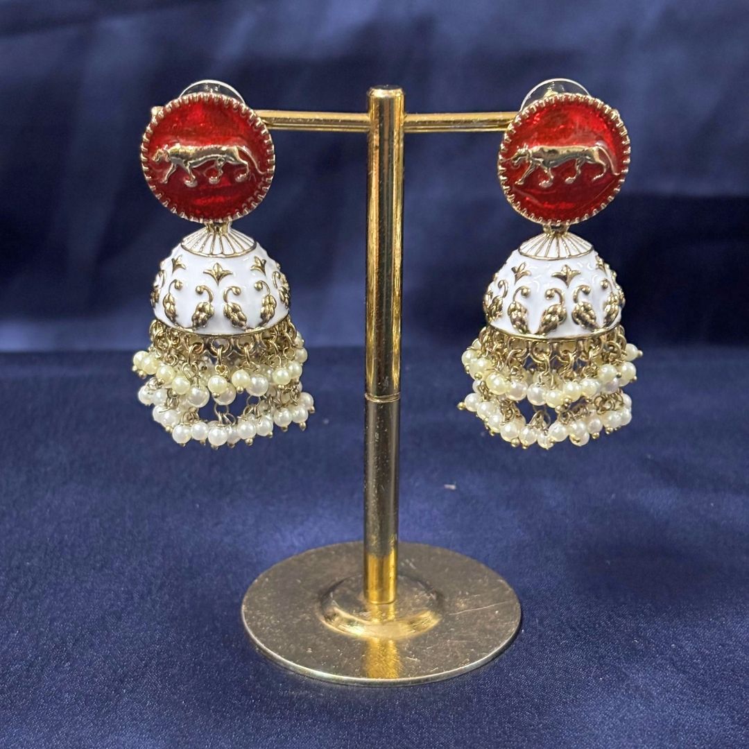 Gold Plated Enamel Jhumki Earrings