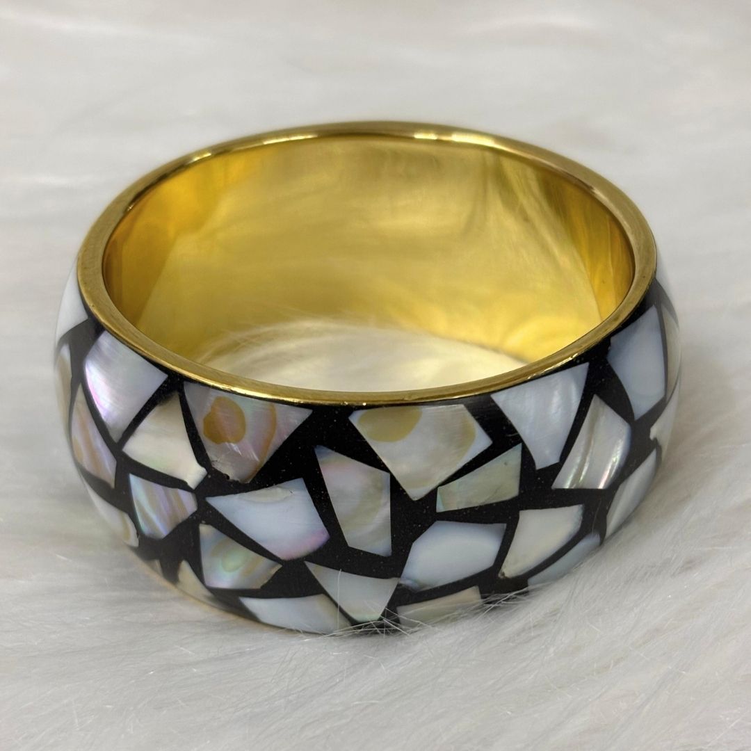 Gold Plated Aurora Stone Chip Bangle