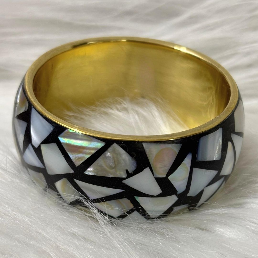 Gold Plated Aurora Stone Chip Bangle