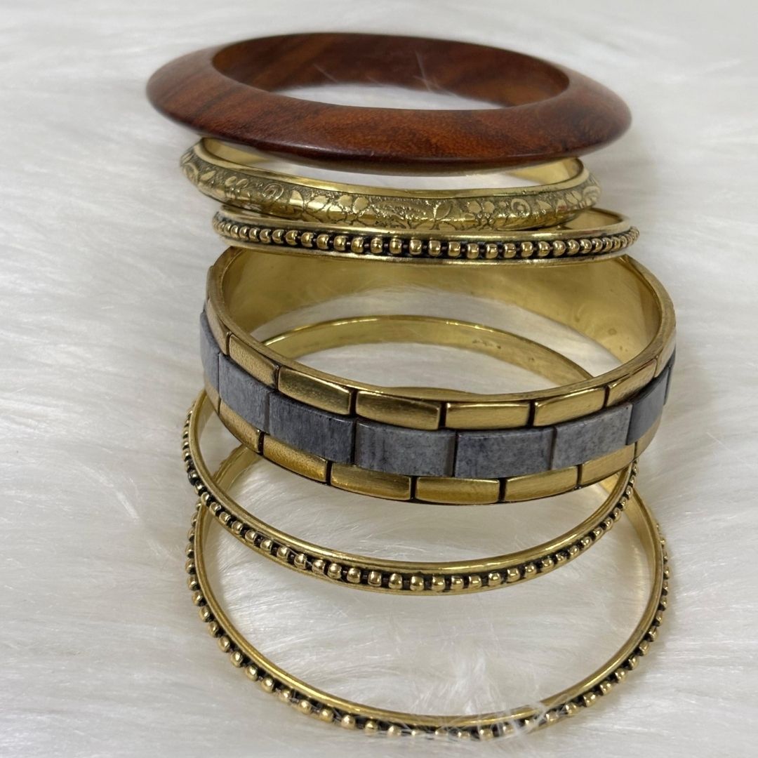 Gold Plated Stone Chips Set of Bangles