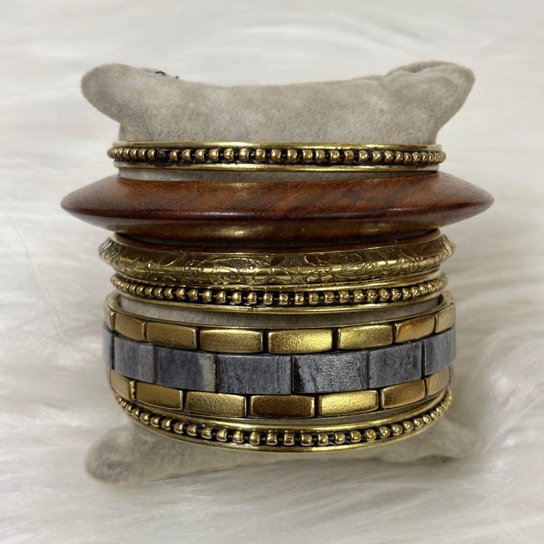 Gold Plated Stone Chips Set of Bangles