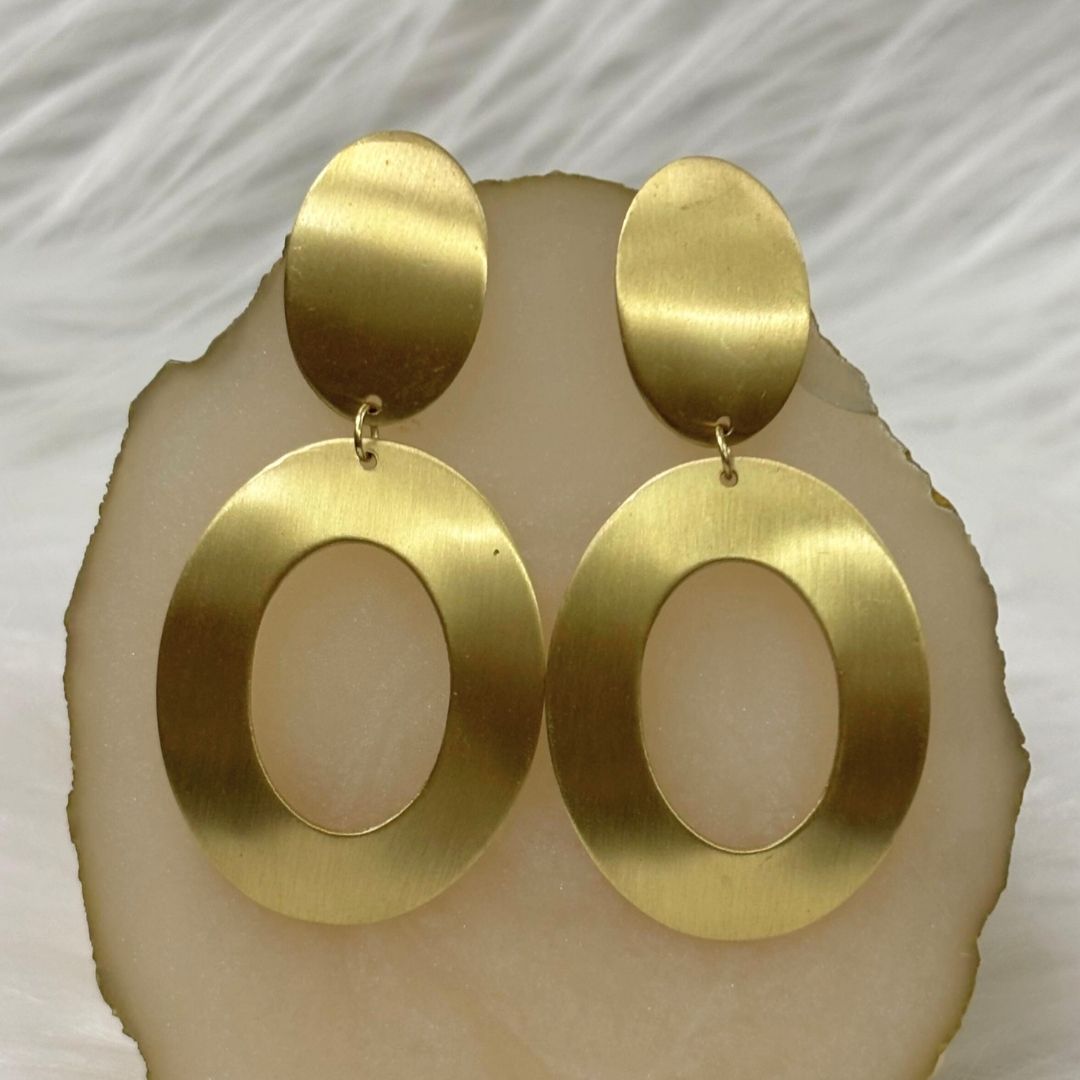 Gold Plated Double Oval Earrings