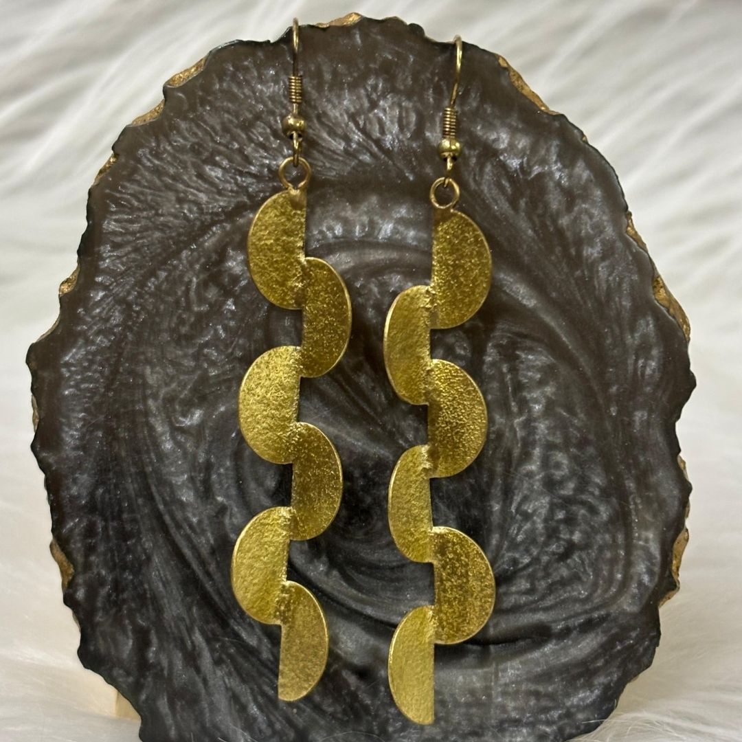 Gold Plated Semi-Circle Drop Earrings