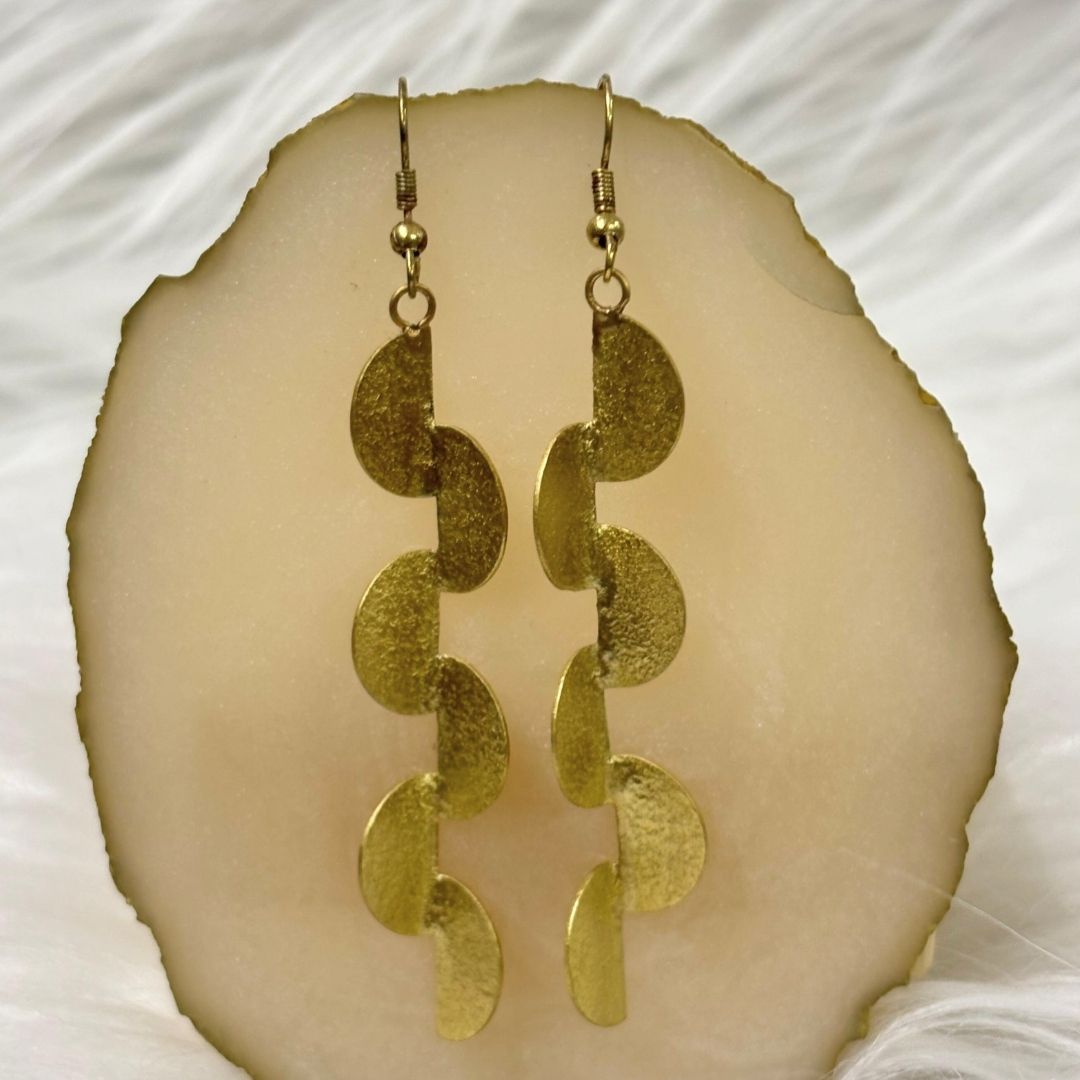 Gold Plated Semi-Circle Drop Earrings