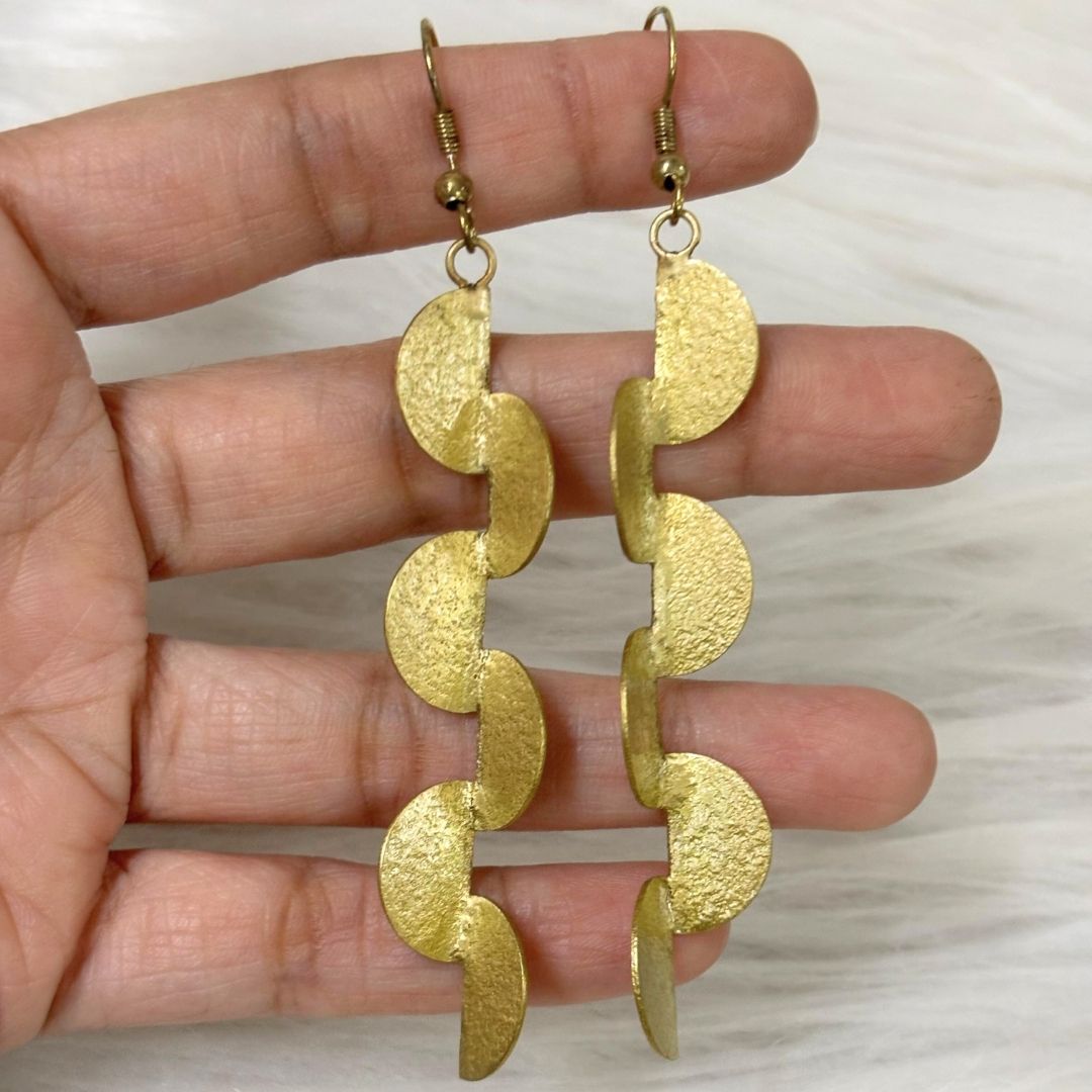 Gold Plated Semi-Circle Drop Earrings