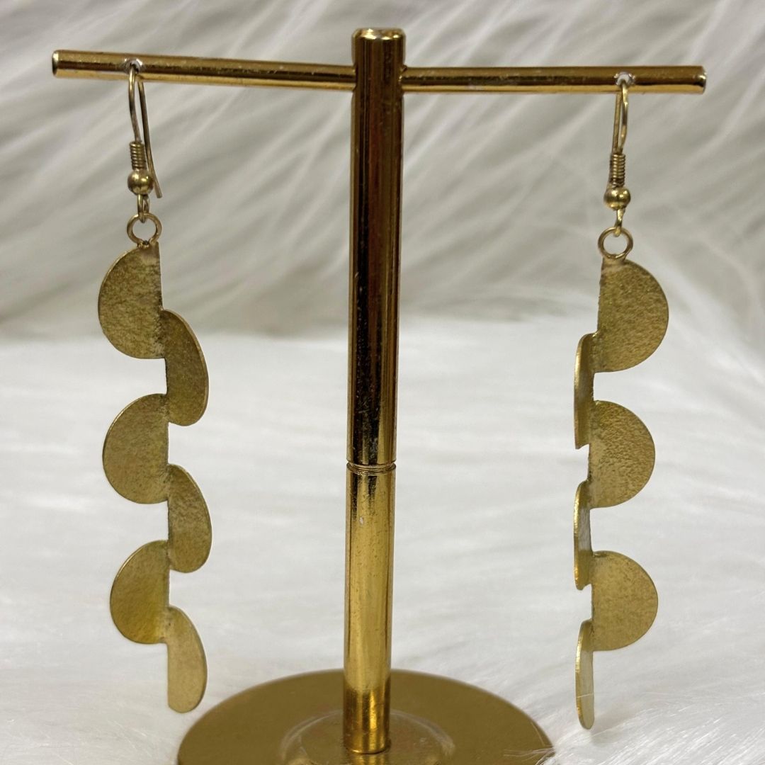 Gold Plated Semi-Circle Drop Earrings