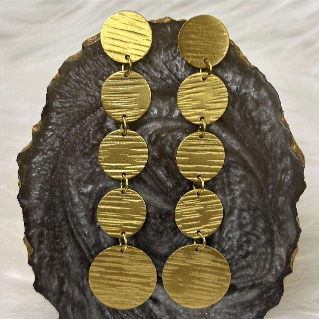 Gold Plated Moon Disc Earrings