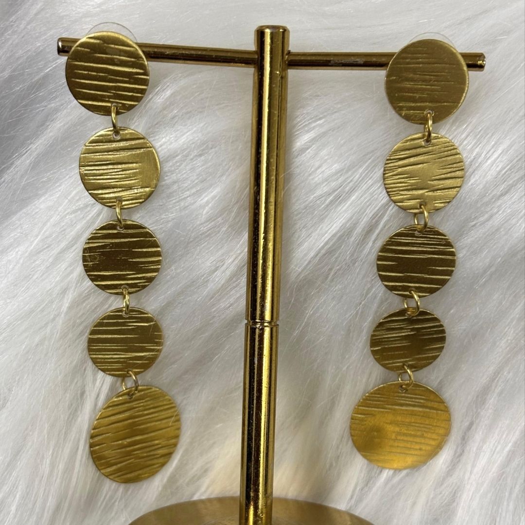 Gold Plated Moon Disc Earrings