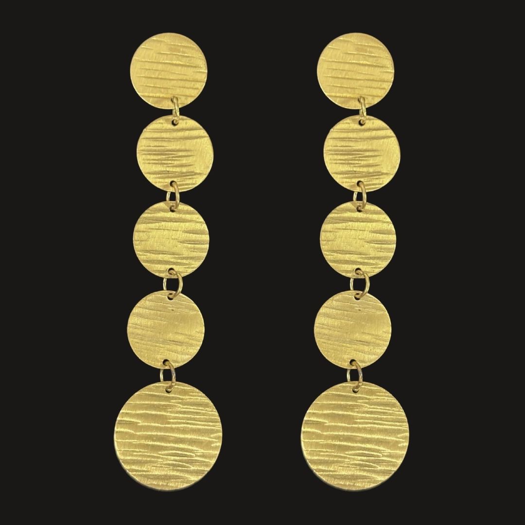 Gold Plated Moon Disc Earrings