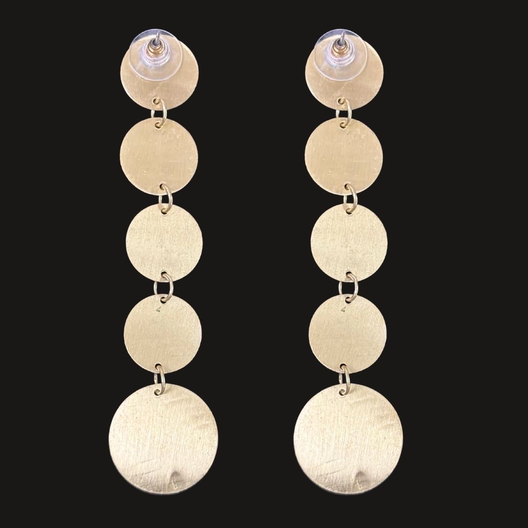 Gold Plated Moon Disc Earrings