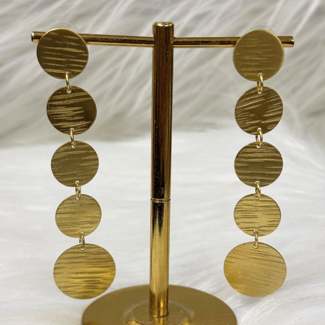 Gold Plated Moon Disc Earrings