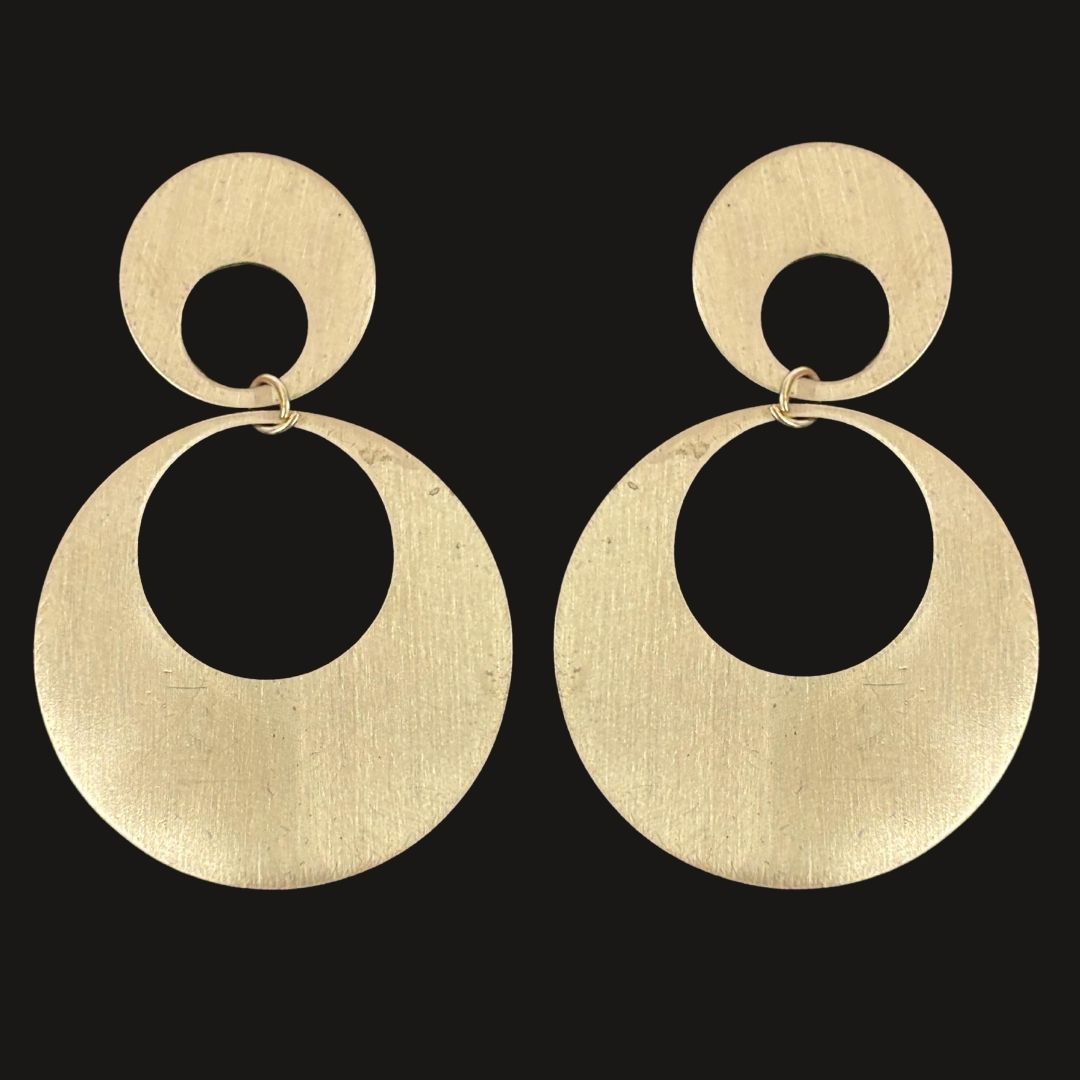 Gold Plated Double Round Earrings