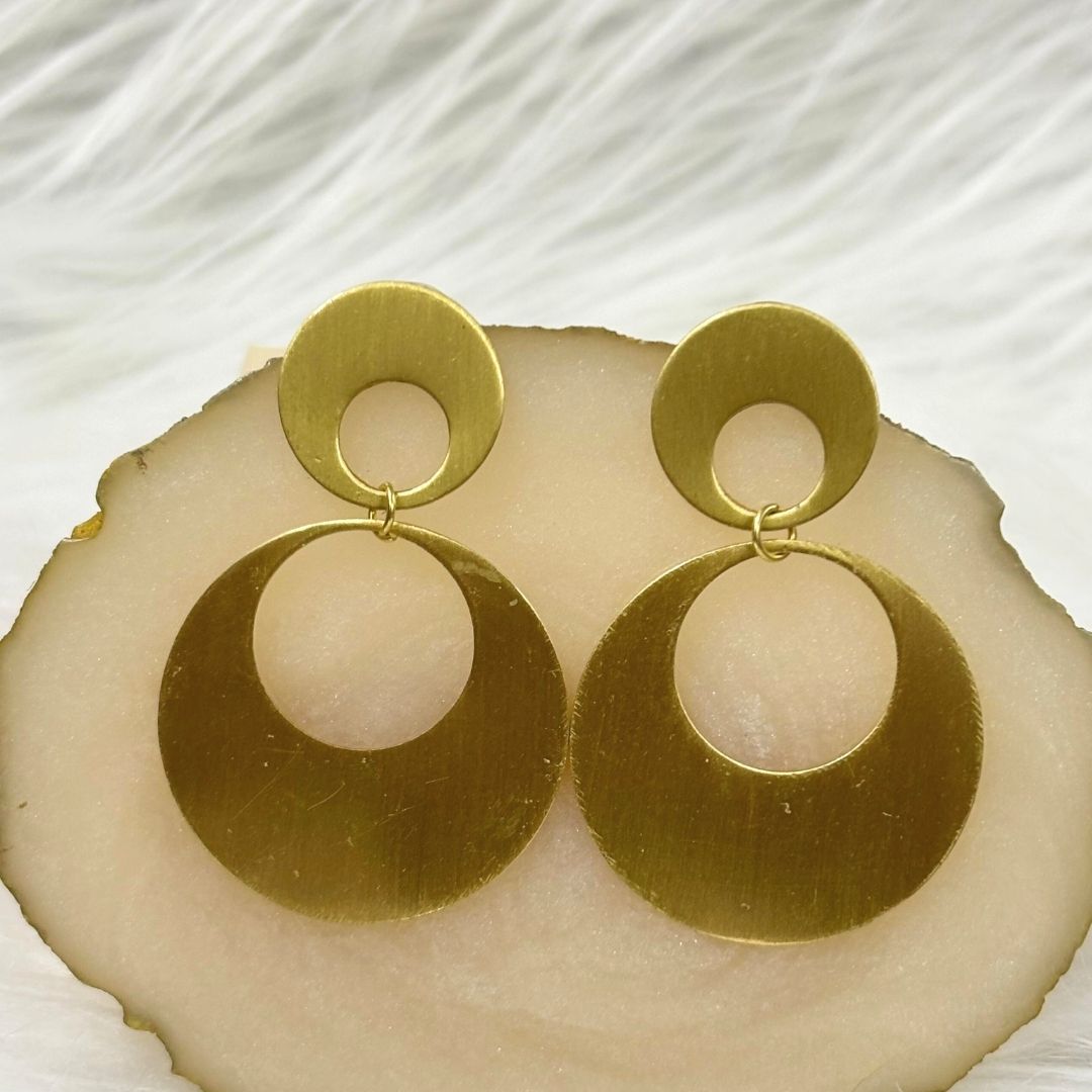 Gold Plated Double Round Earrings