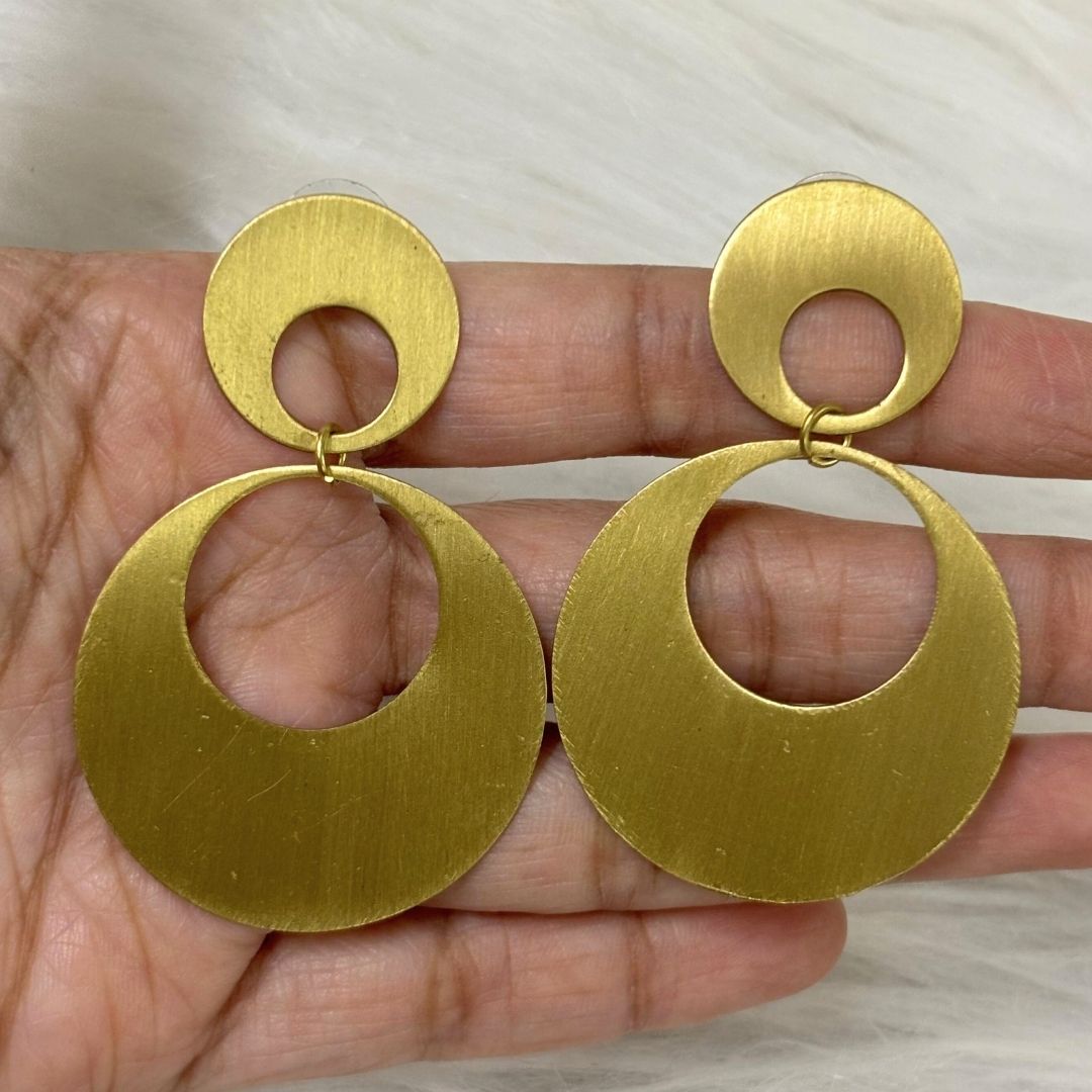 Gold Plated Double Round Earrings