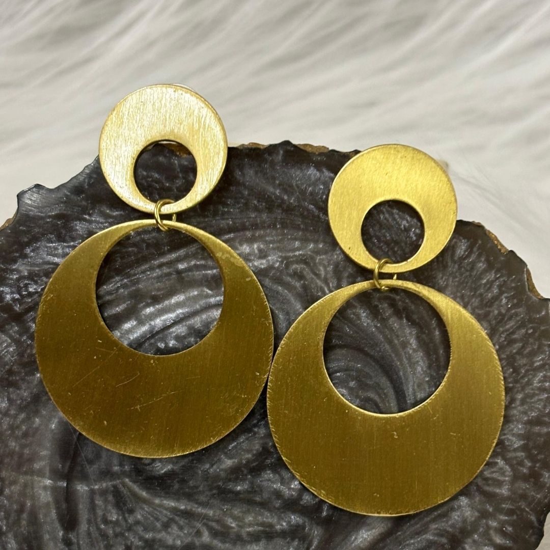 Gold Plated Double Round Earrings