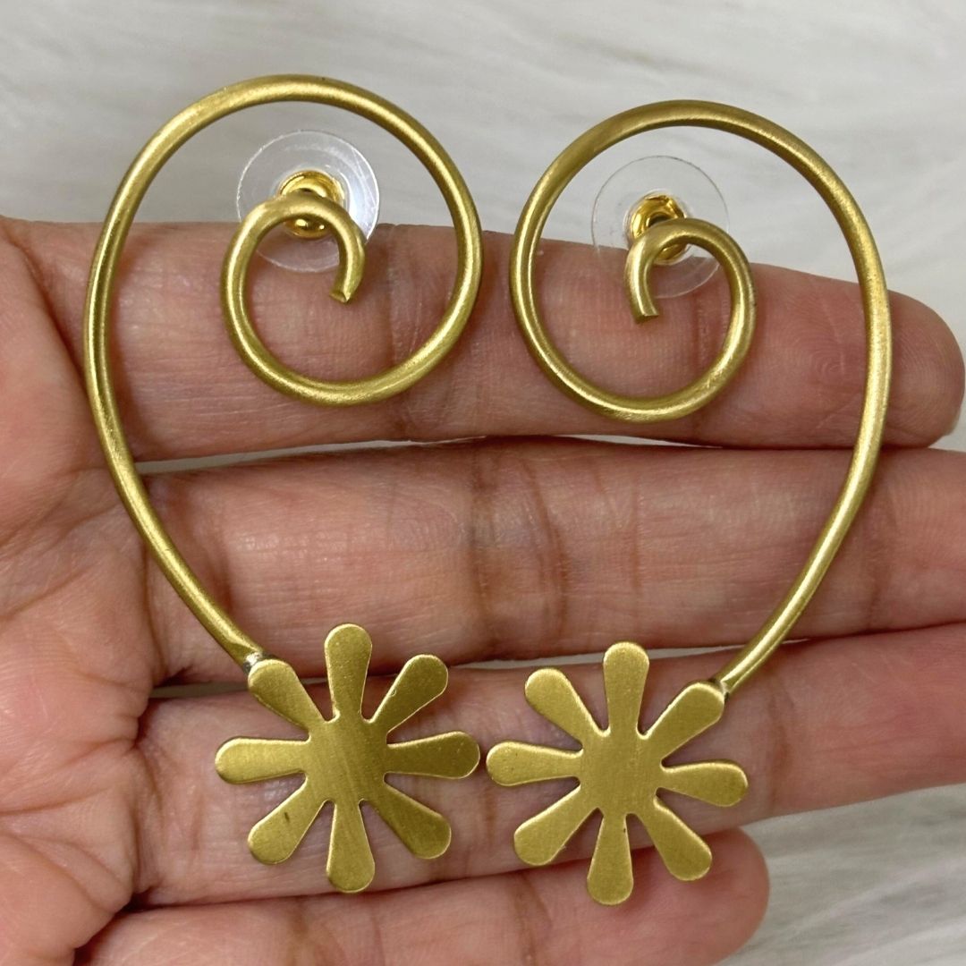 Gold Plated Spiral Drop Earrings