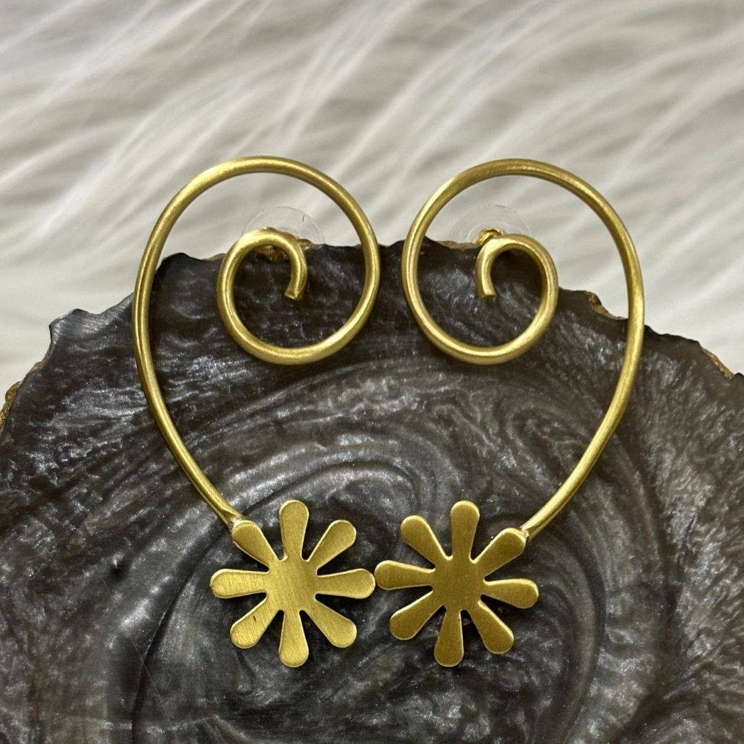 Gold Plated Spiral Drop Earrings