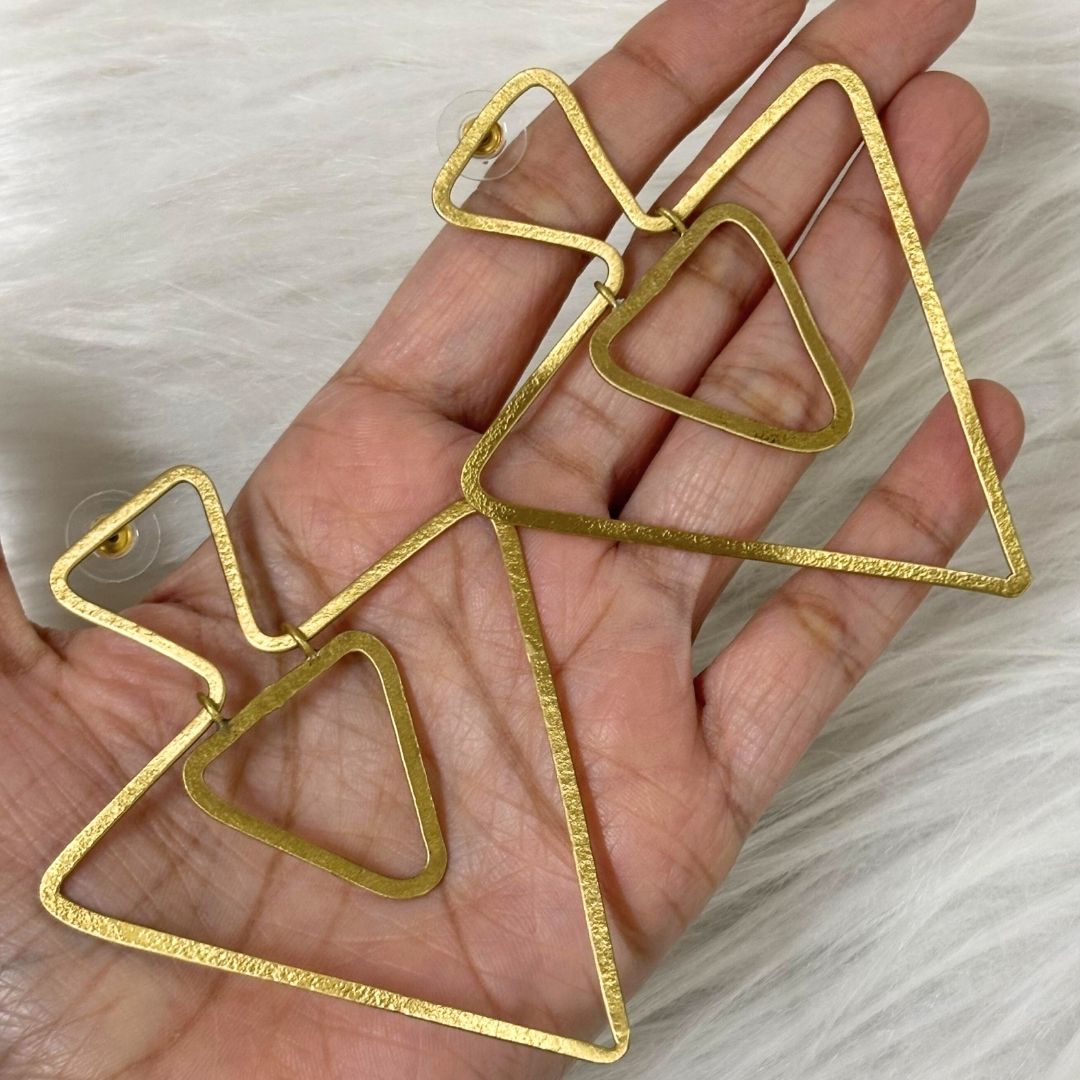 Gold Plated Triangle Earrings
