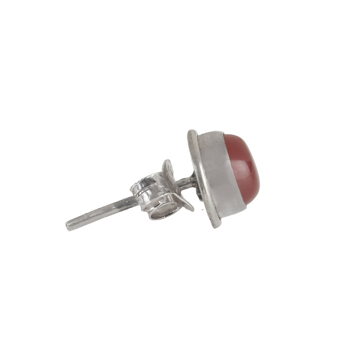 925 Sterling Silver Carnelian Eartops for Women | Natural Orange Gemstone Stud Earrings | High Polish Elegant Daily Wear Jewelry