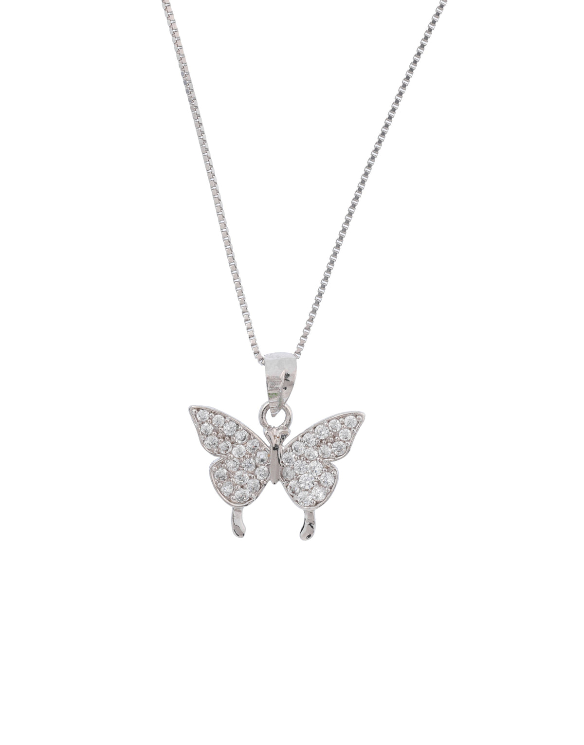 butterfly white sterling silver cz pendant charm