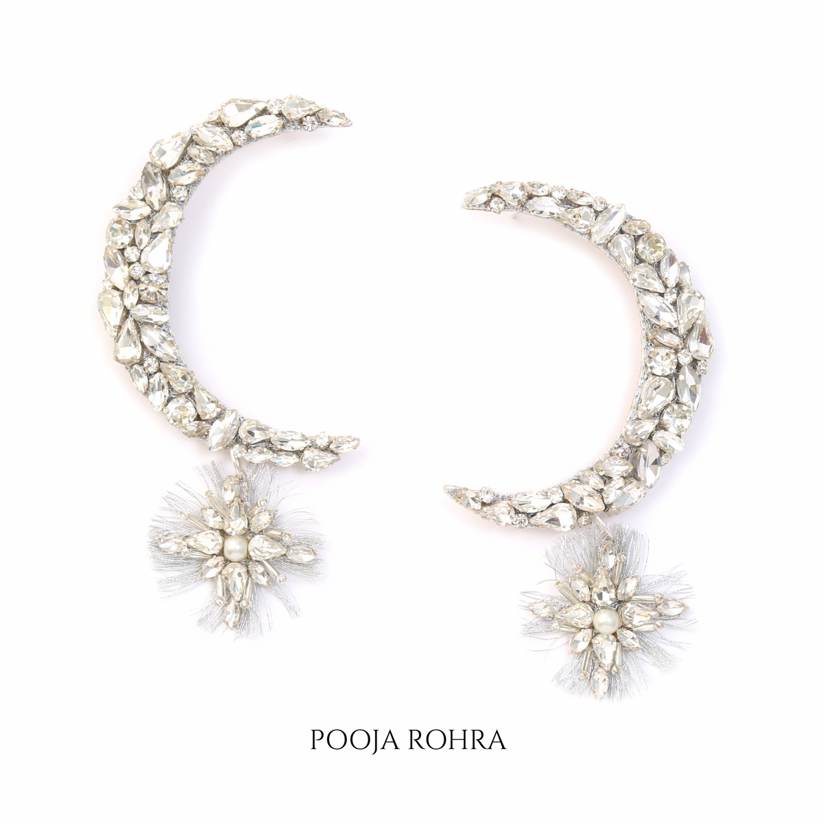 Chaand Sitara Earrings in Silver