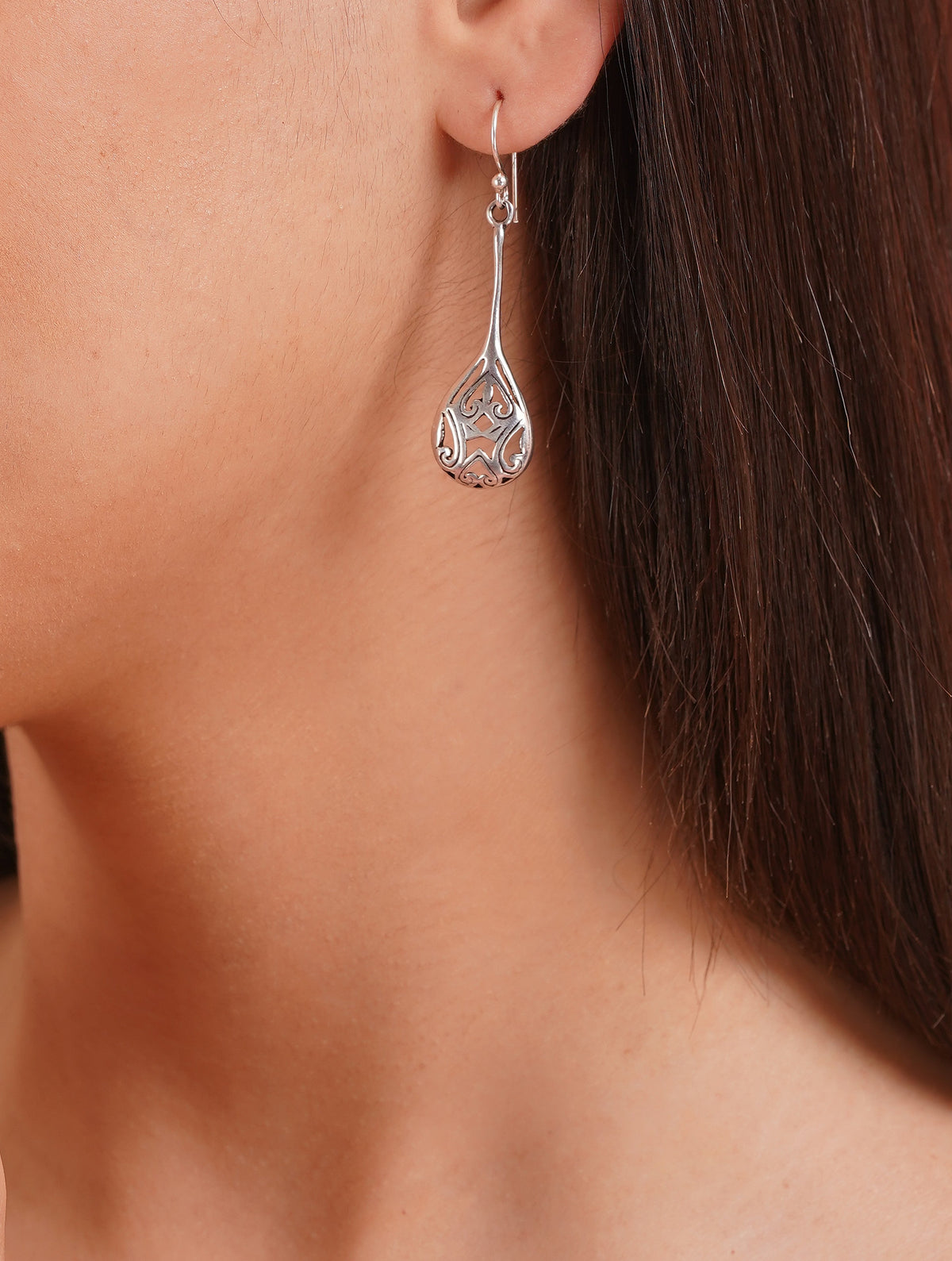 925 Sterling Silver Long Teardrop Dangle Earrings