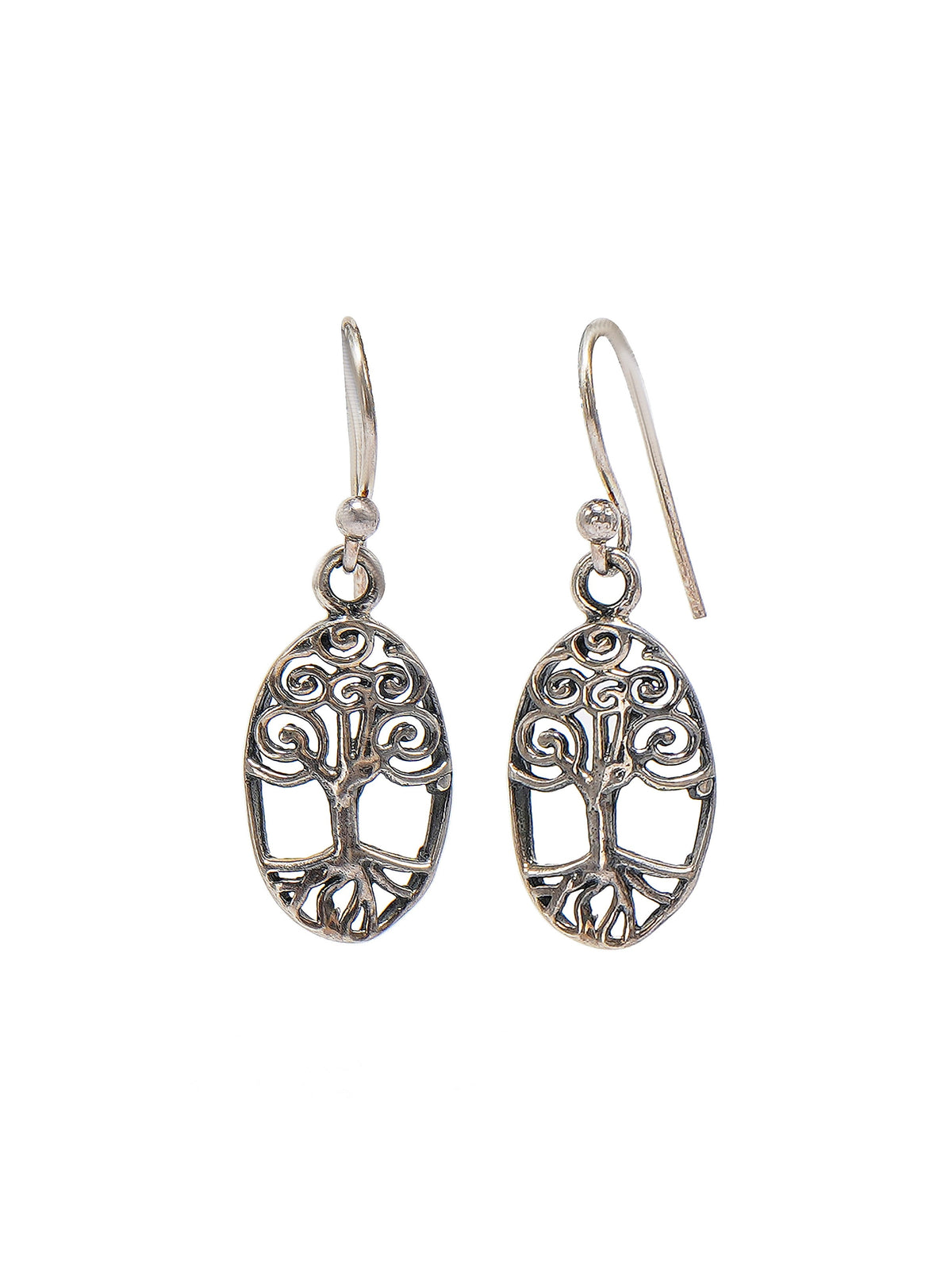 925 Sterling Silver Tree Pattern Hanging Earrings