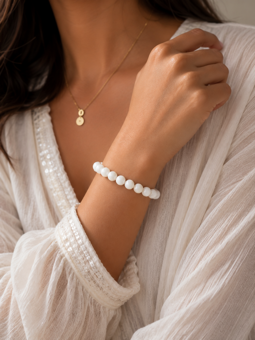 Natural Mother of Pearl 8mm Bracelet