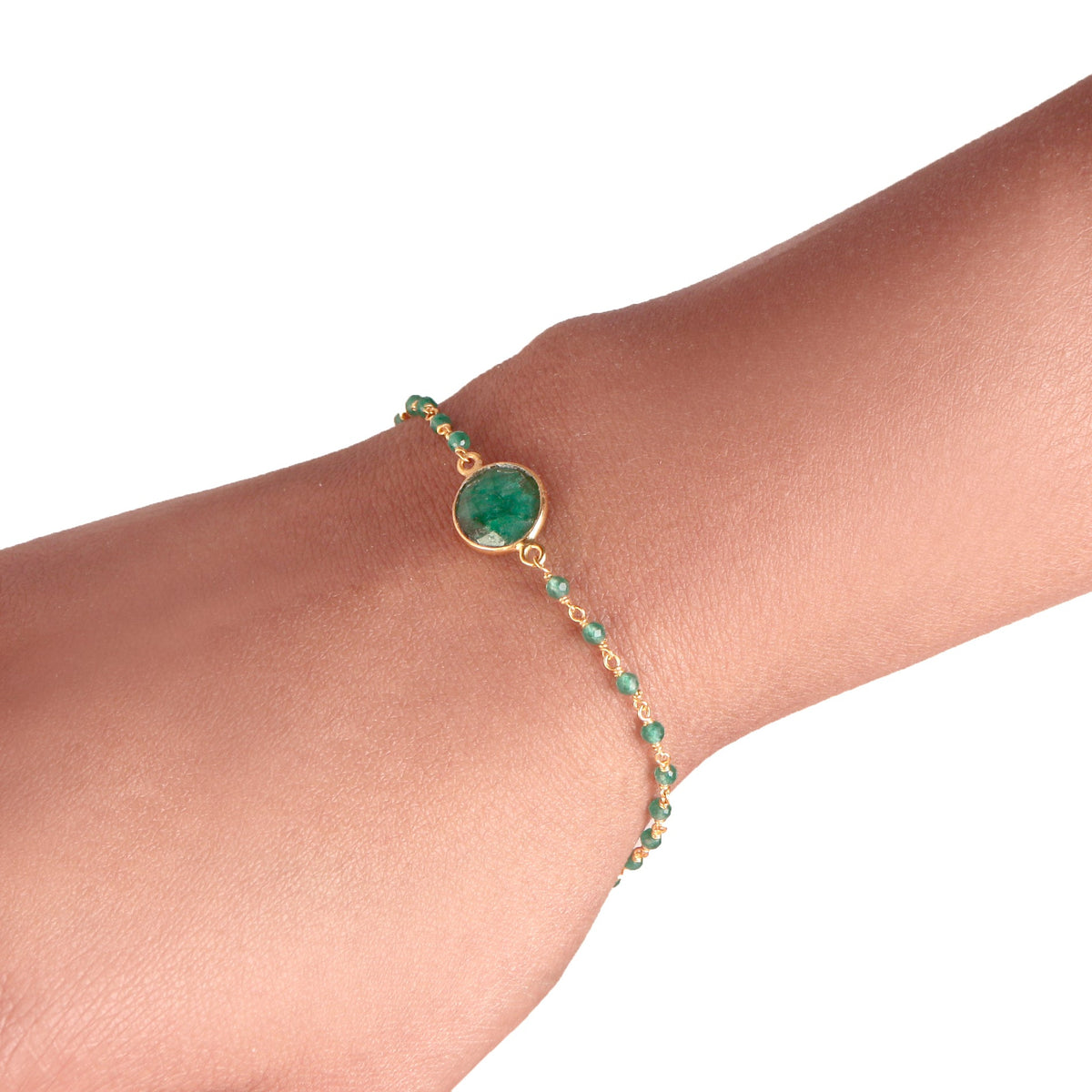 925 Sterling Silver Gold Plated Emerald Bracelet for Women Gold Plated Gemstone Bracelet Elegant Jewelry Gift for Her