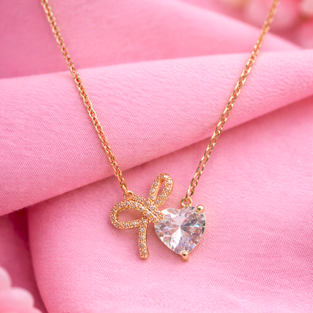 dimond-heart-with-bow-necklace