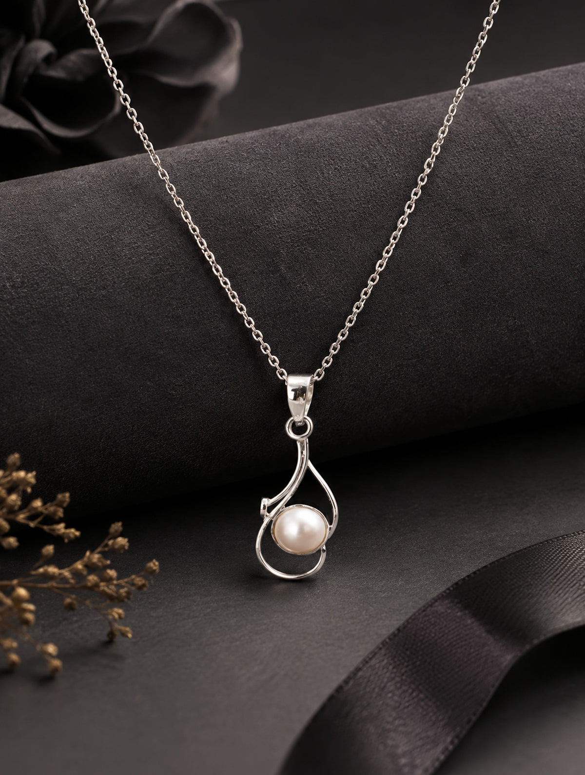 925 Sterling Silver Natural Pearl Pendant for Women Teardrop Design