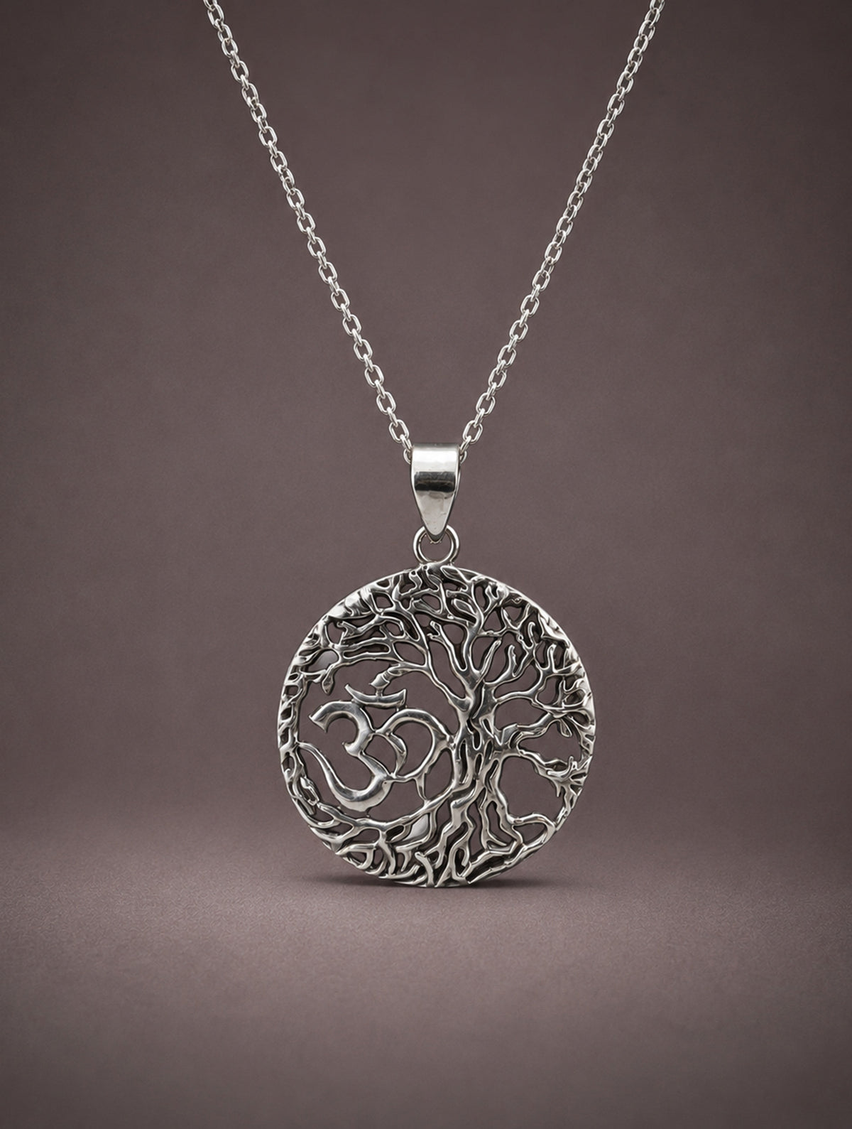 925 Sterling Silver Round Tree of Life Pendant Openwork Nature Inspired Design