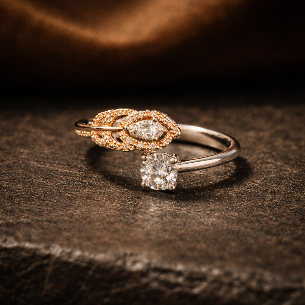 Gold-Plated Adjustable Open Ring for Women