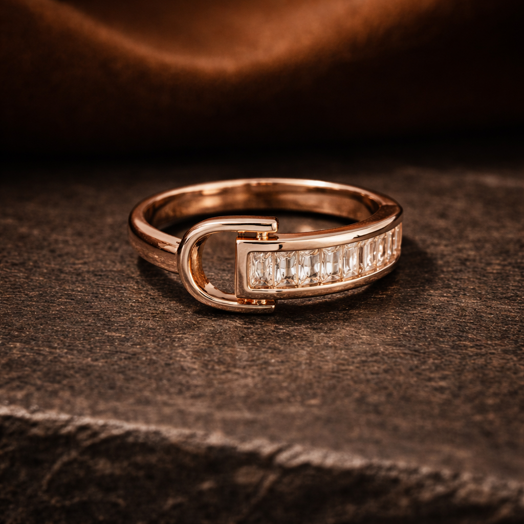 Rose Gold-Plated Adjustable Open Ring for Women