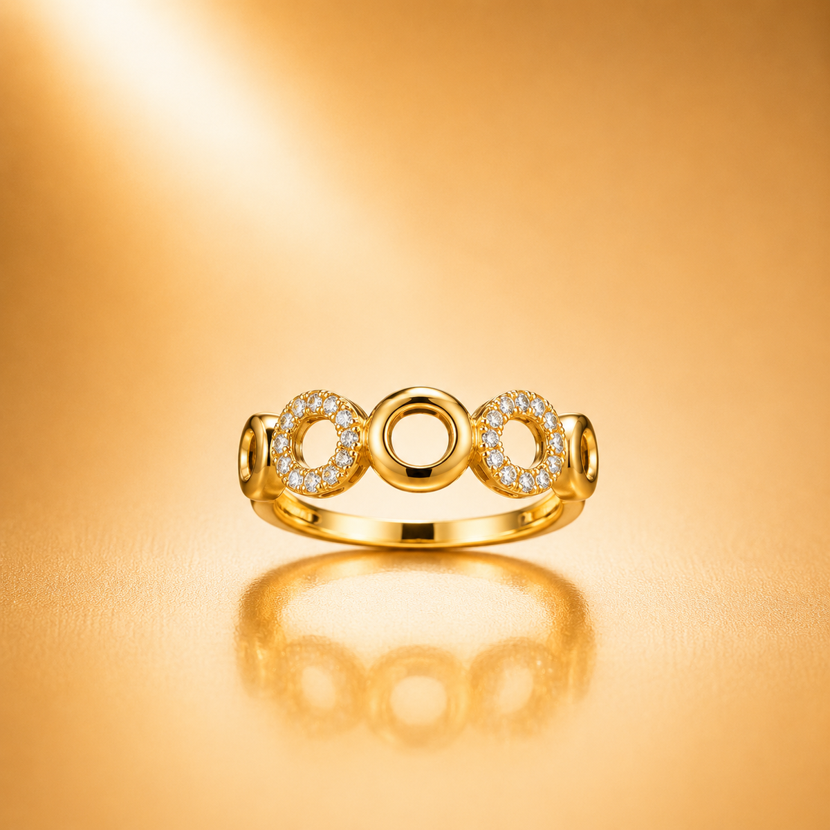 Gold Triple Circle CZ Ring for Women | Geometric Open Circle Adjustable Ring | Anti-Tarnish Fashion Jewelry