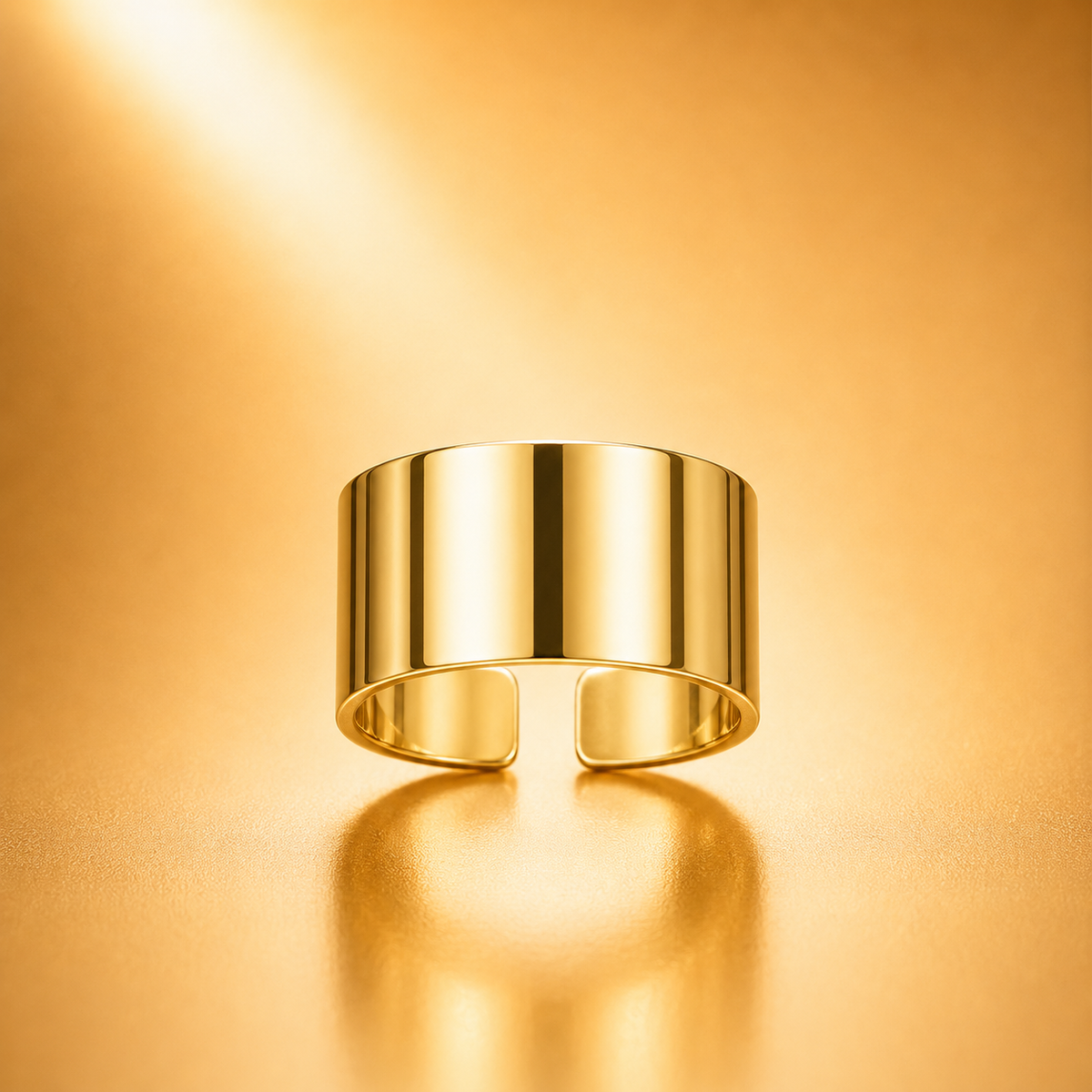 Minimalist Gold Wide Band Ring for Women | Adjustable Statement Ring | Anti-Tarnish Modern Fashion Jewelry