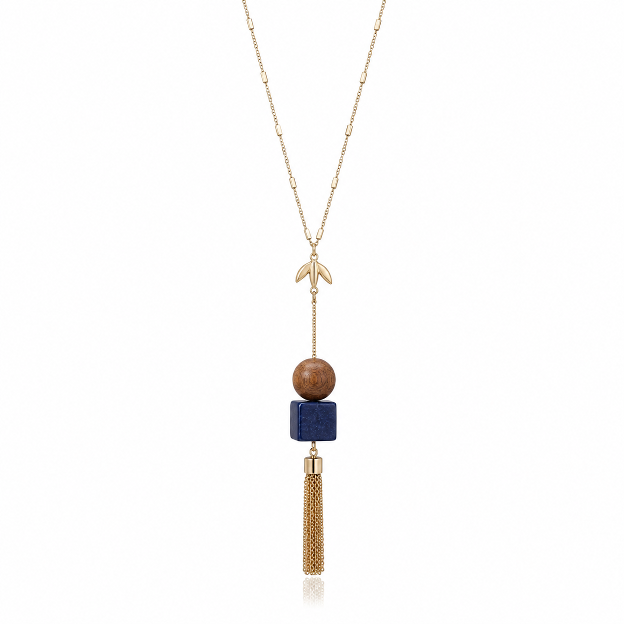 Stone & Tassel Long Necklace