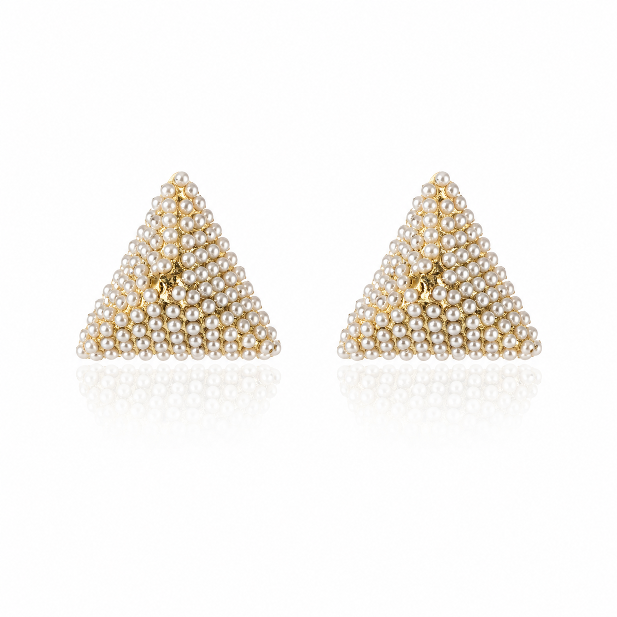 Triangle Pearl Stud Earrings for Women