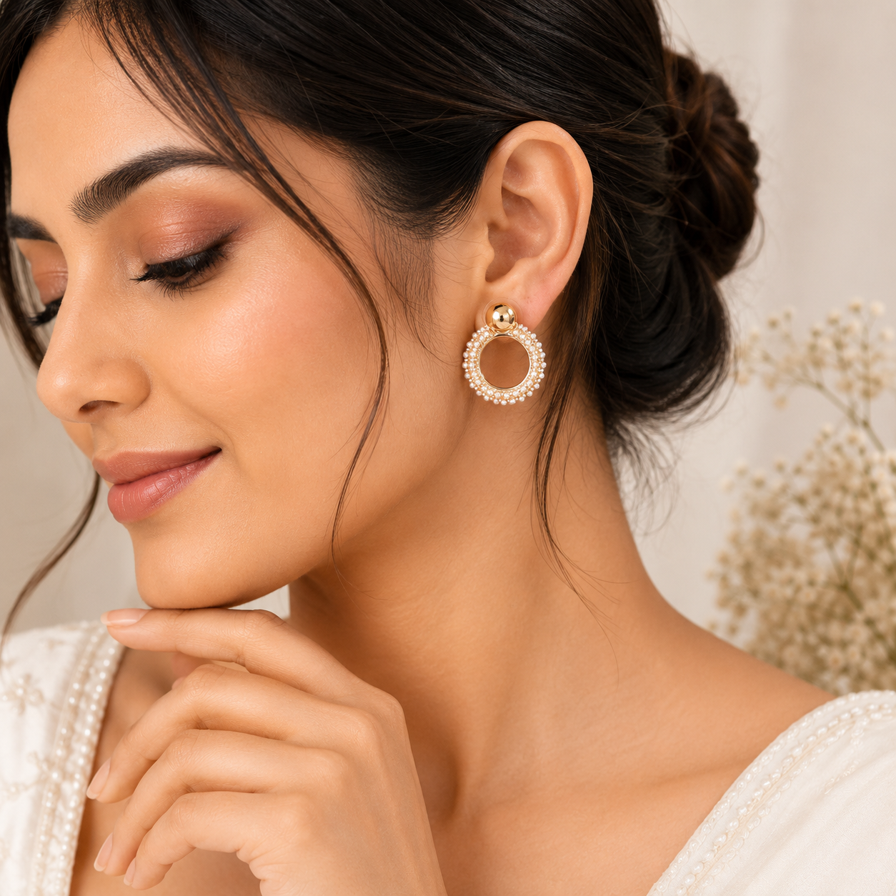 Classic Pearl Circle Earrings