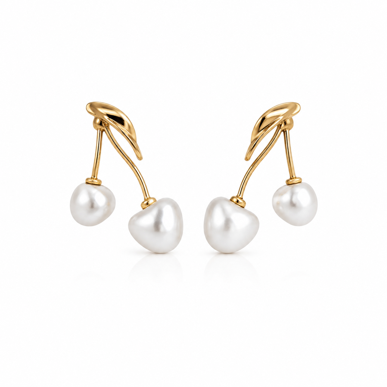 Elegant Cherry Inspired Pearl Earrings