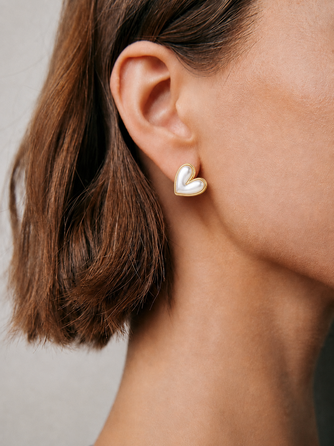 Pearl Heart Stud Earrings