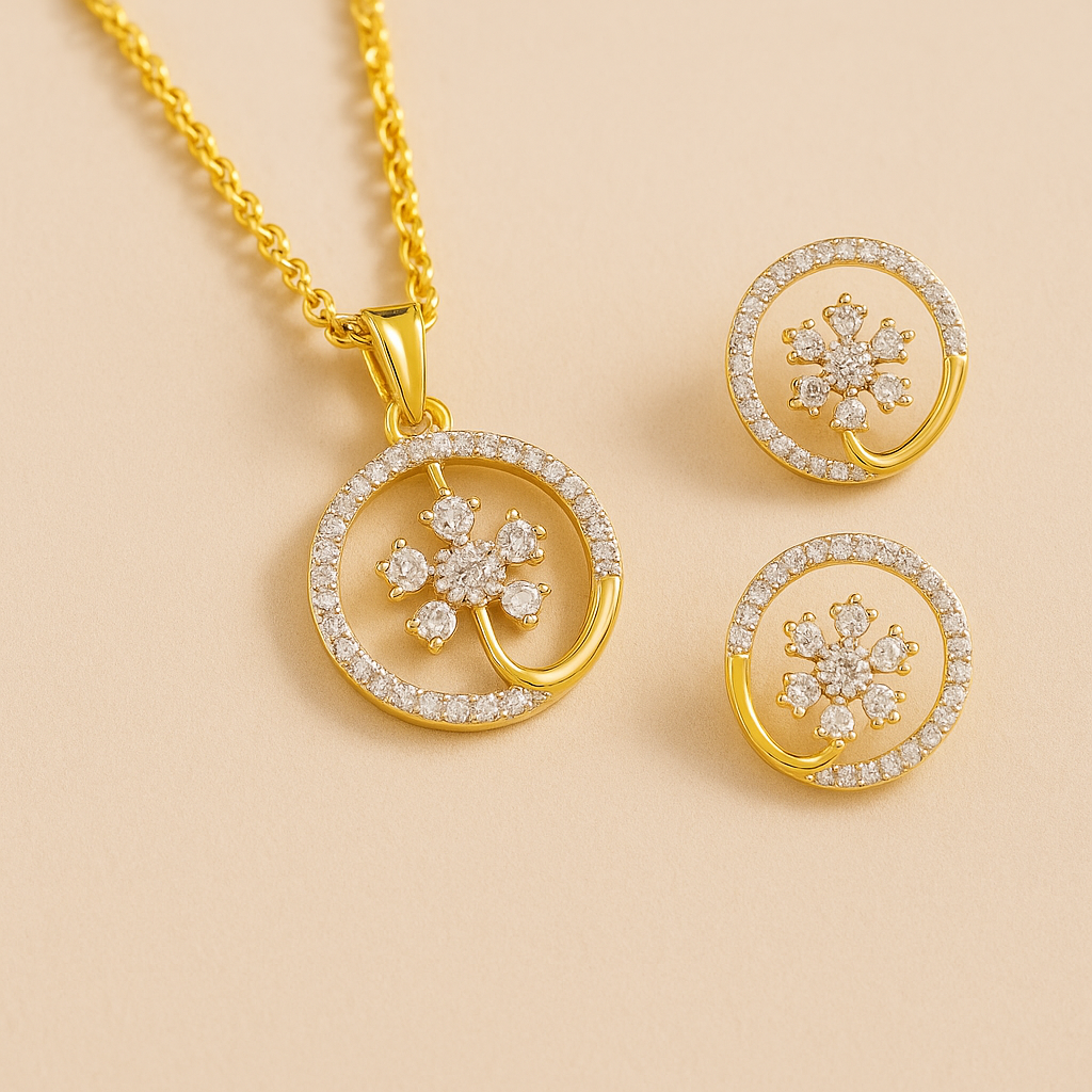 Gold Plated Cubic Zirconia Pendant Set