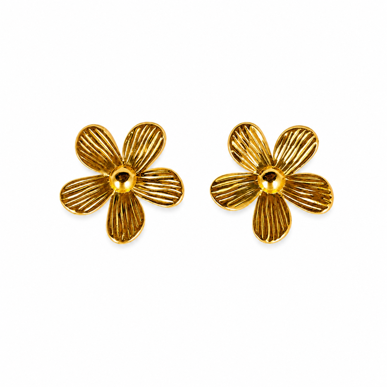 Gold Flower Stud Earrings