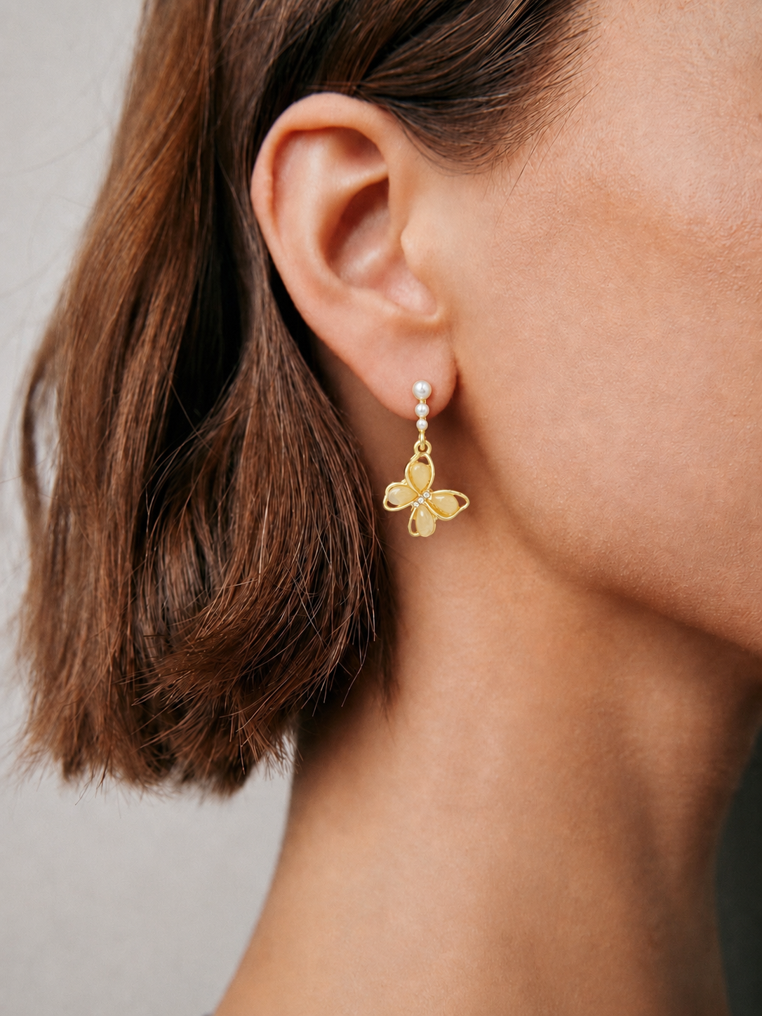 Pearl Butterfly Drop Earrings