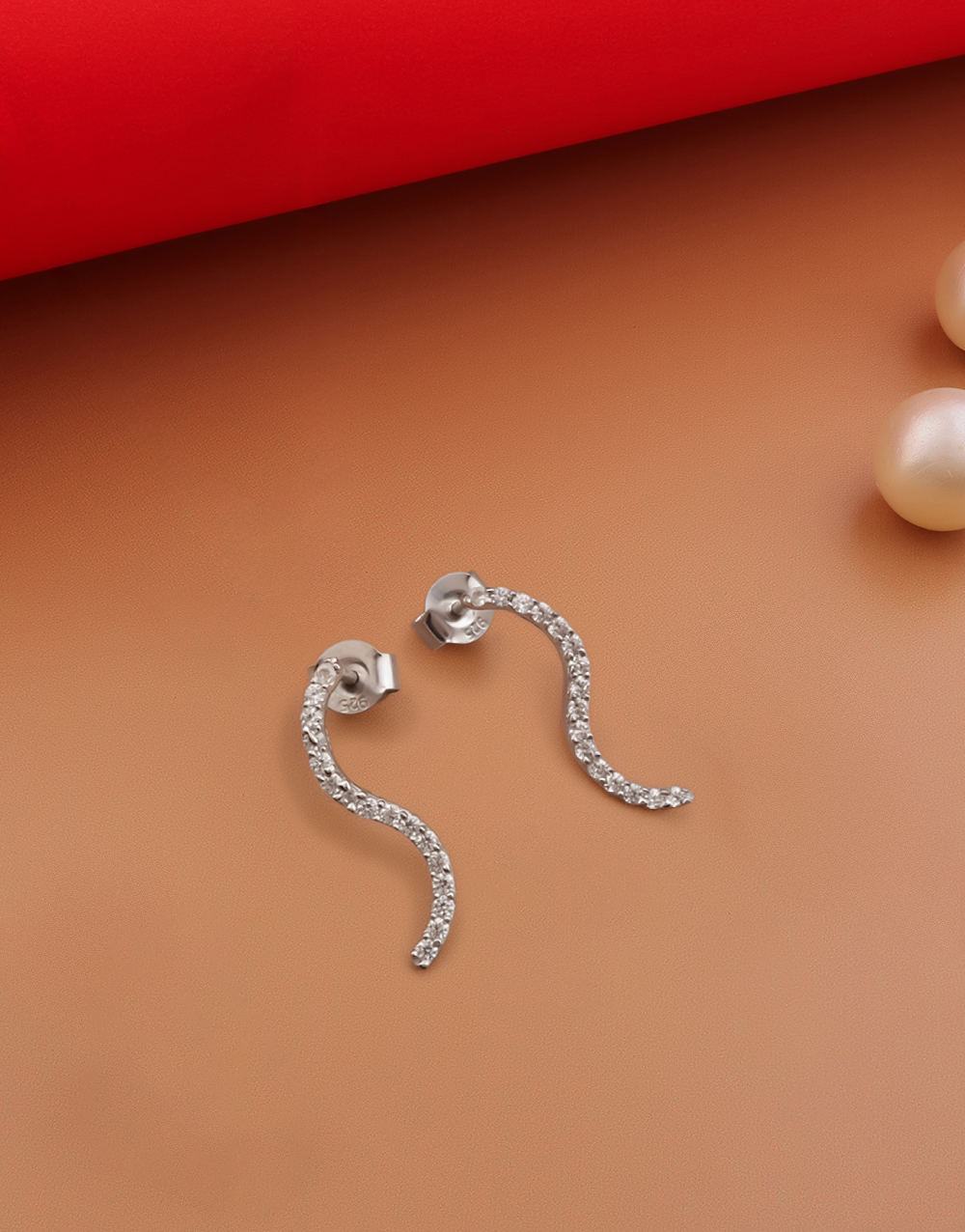 Cubic Zirconia Studded Silver Plated Earring