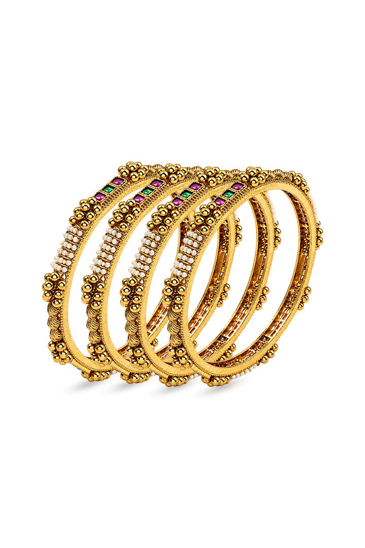Malligai Temple Bangle Set of 4