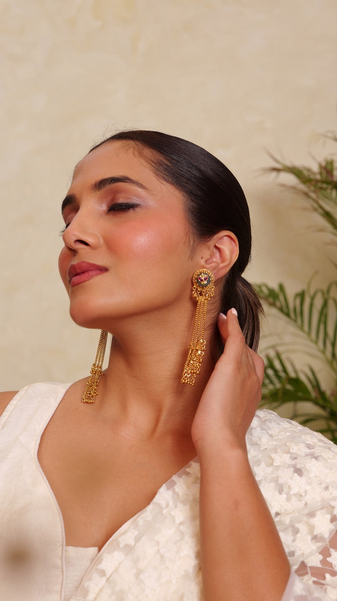 Neel Kamal Chain Tassel Earrings