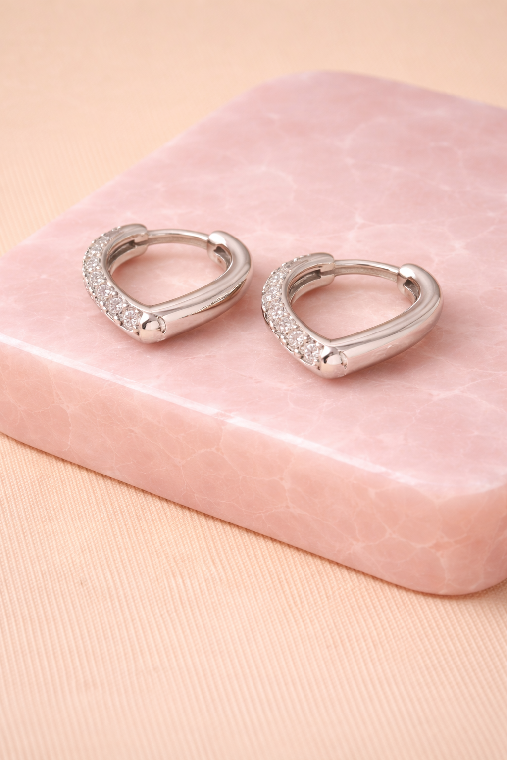 Elegant Crystal-Studded Silver Hoops for Women