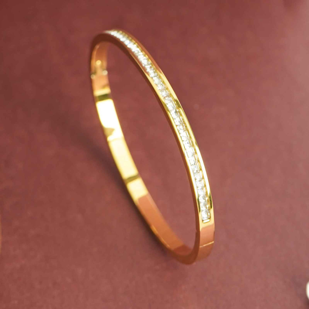 18K Gold Plated, Rose Gold Luxe Solid Bangle For Women| Anti Tarnish